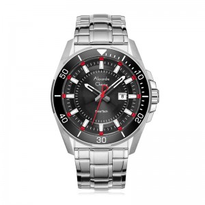 Alexandre Christie AC 6680 Silver Black Solar Tech MDBTBBA